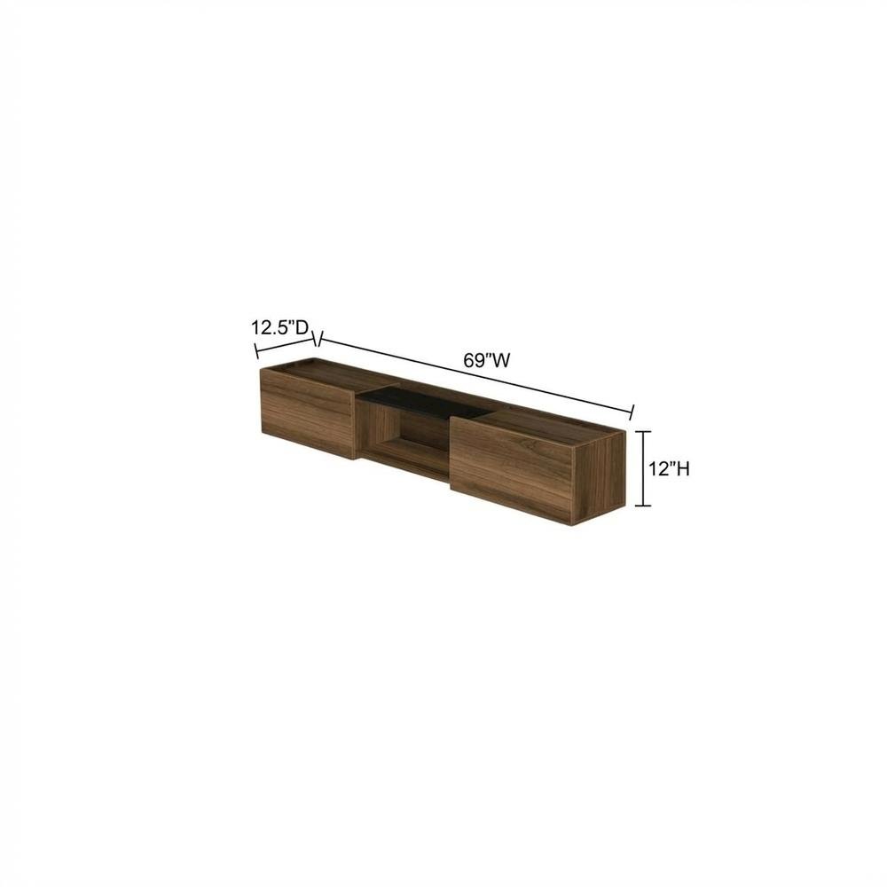 Walnut Wall-Mounted TV Stand for 65-Inch Screens with Engineered Wood Finish