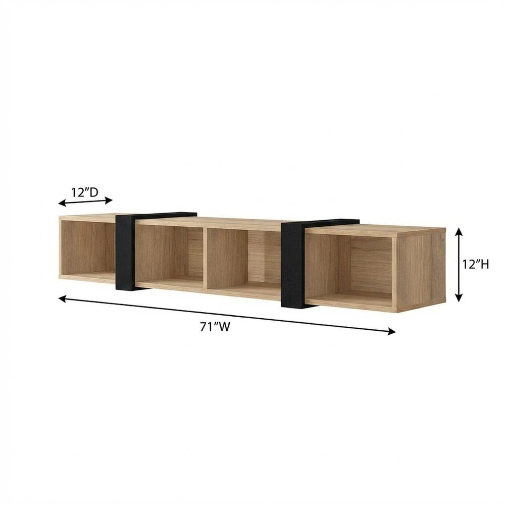 Walnut Floating TV Stand for 75-Inch Wall Mount with Engineered Wood Finish