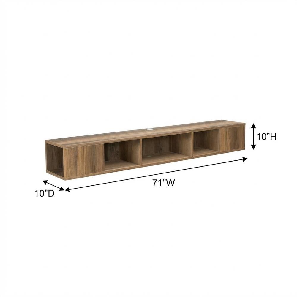 Walnut Floating TV Stand with Wall Mount Design and Engineered Wood Finish