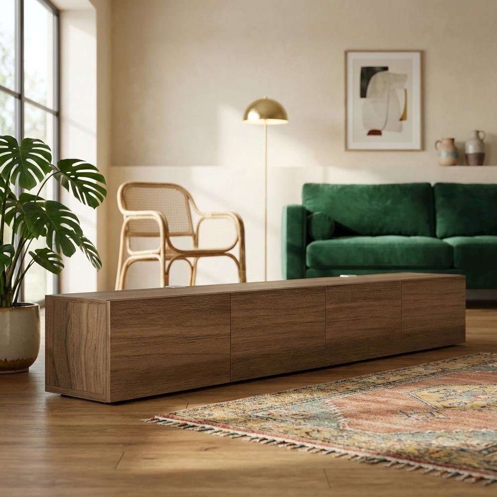 Wall Mounted Floating TV Stand for 75 Inch TV in Sleek Finish