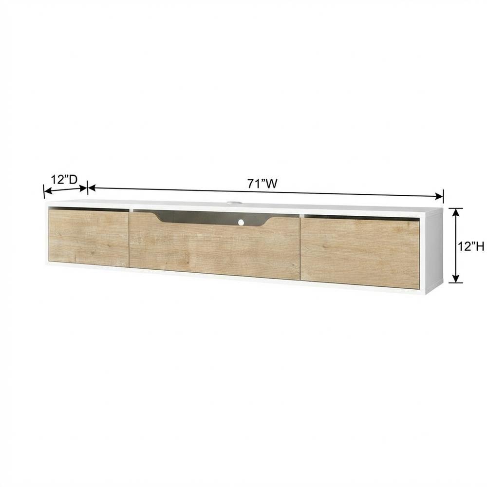 White Floating TV Stand for Up to 80 Inch TVs – Wall Mounted Media Console