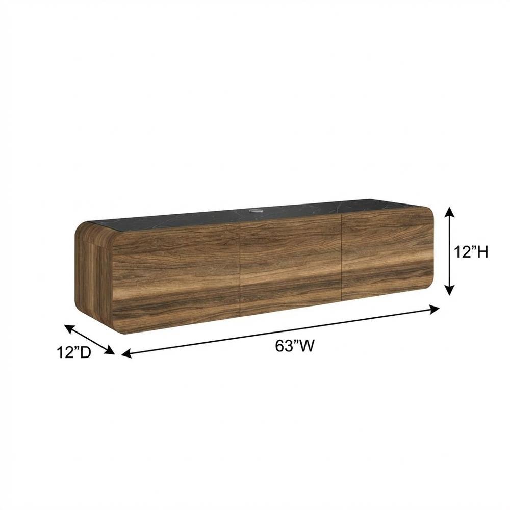 Walnut Wall Mount TV Stand for Up to 80 Inch Screens and Indoor Use