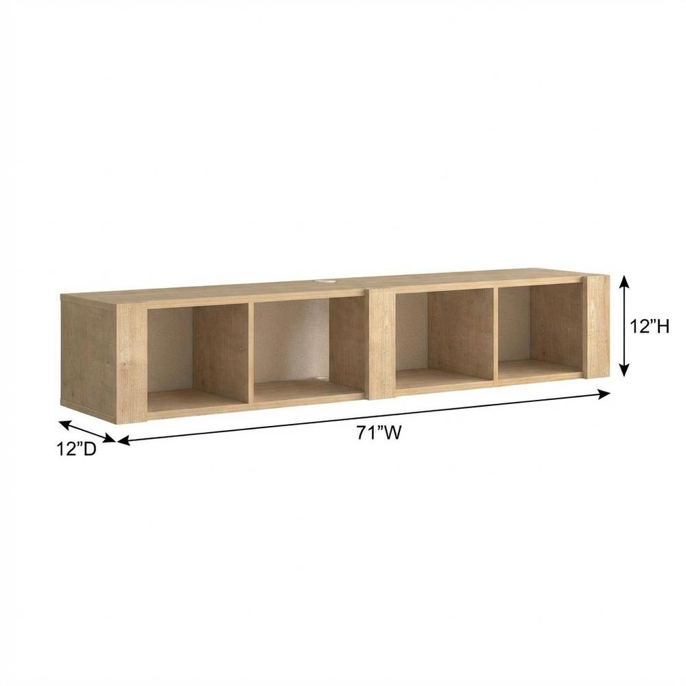 Beige Floating TV Stand for 75 Inch TVs – Wall Mounted Entertainment Center