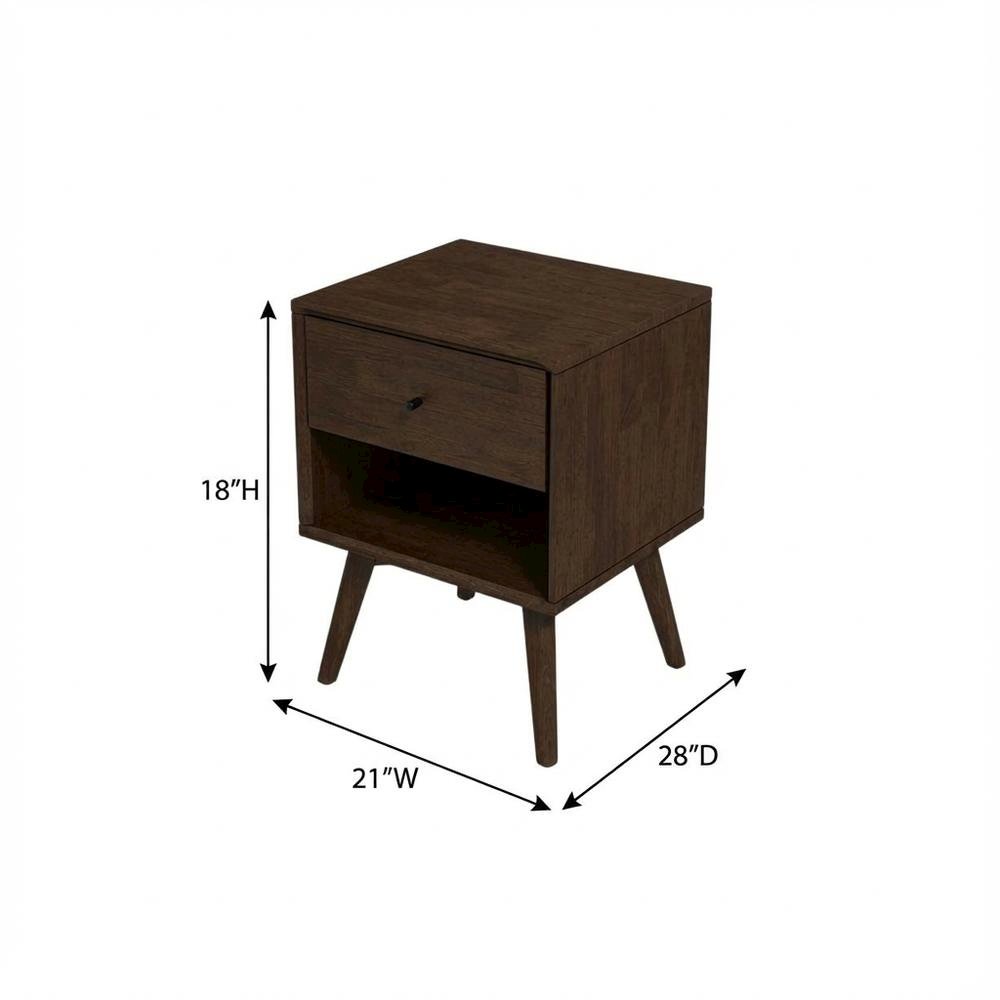 Brown Mid Century Modern Nightstand with Wooden Finish Andelegant Design