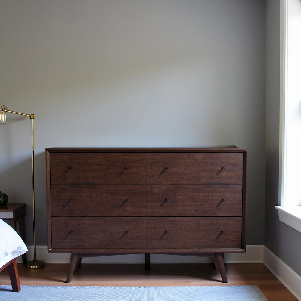 Solid Wood 6-Drawer Dresser for Bedroom, Real Wood Construction, Brown