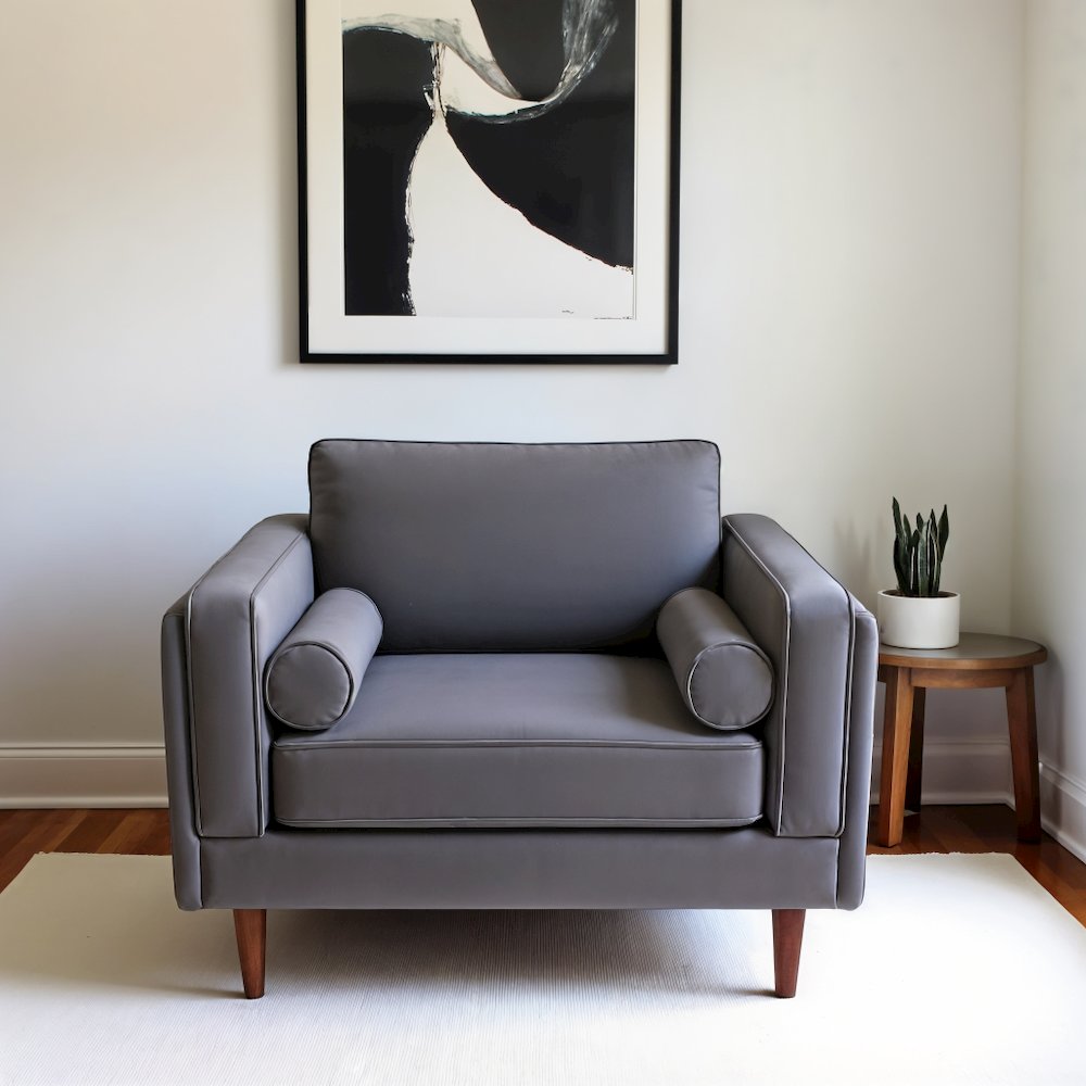 Gray Velvet Accent Chair with Solid Wood Frame, Ideal Living Room Seating
