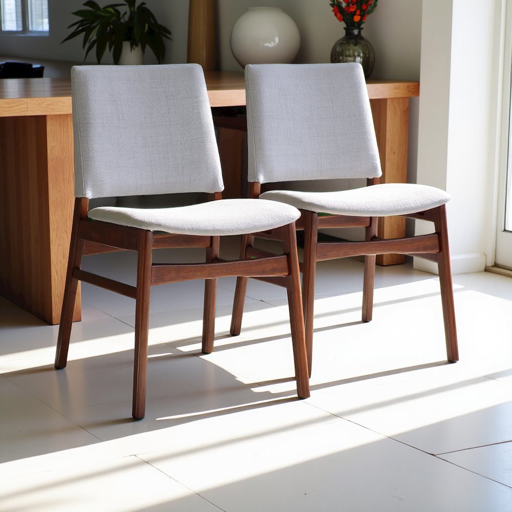 Set of 2 Light Gray Fabric Dining Chairs for Dining Room and Kitchen