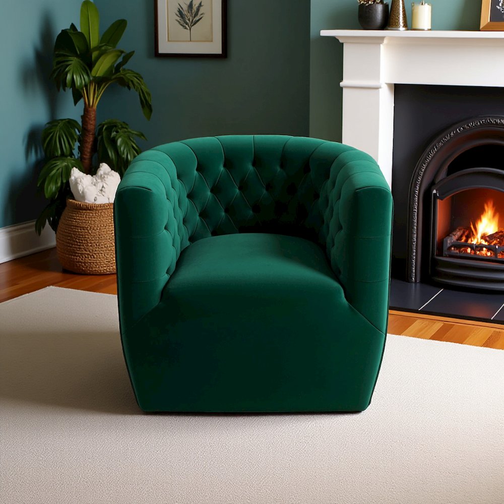 Green Velvet Recliner Swivel Chair, Perfect as Nursery Glider or Boucle Chair