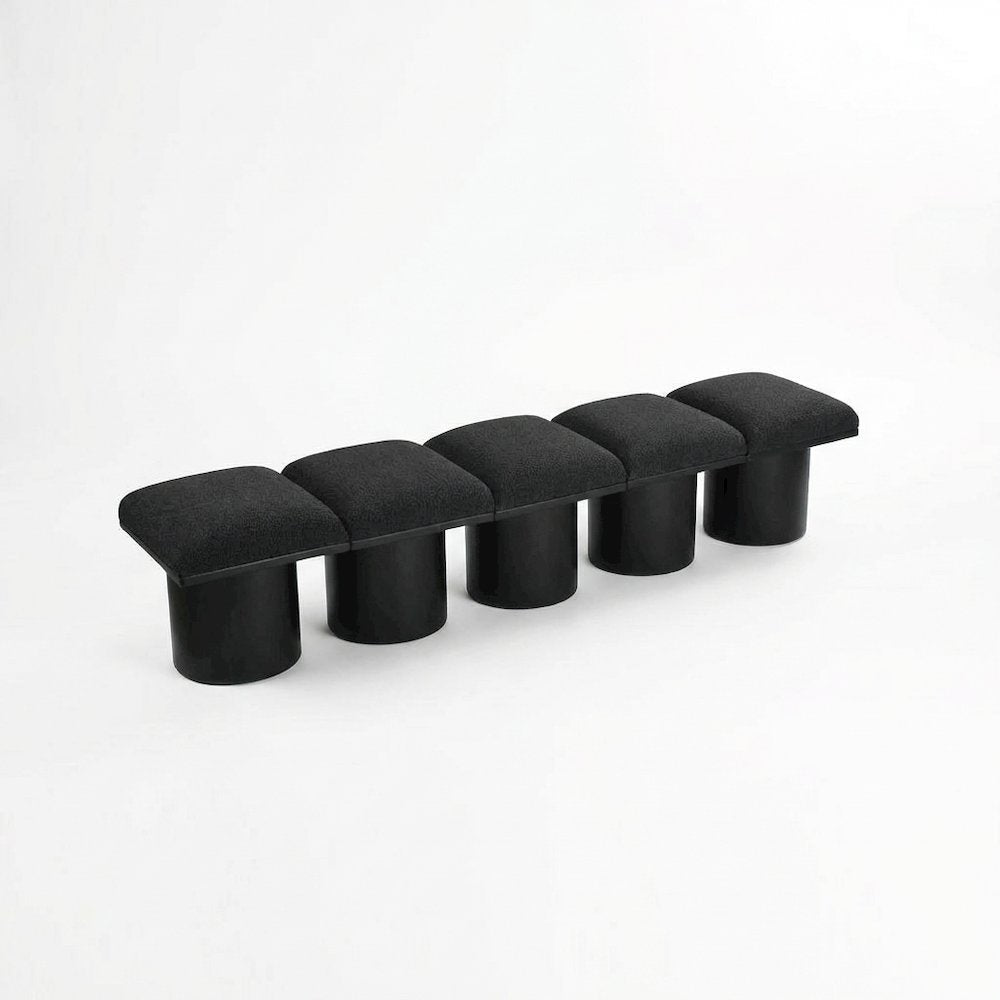 Pavilion Black Boucle Fabric Bench
