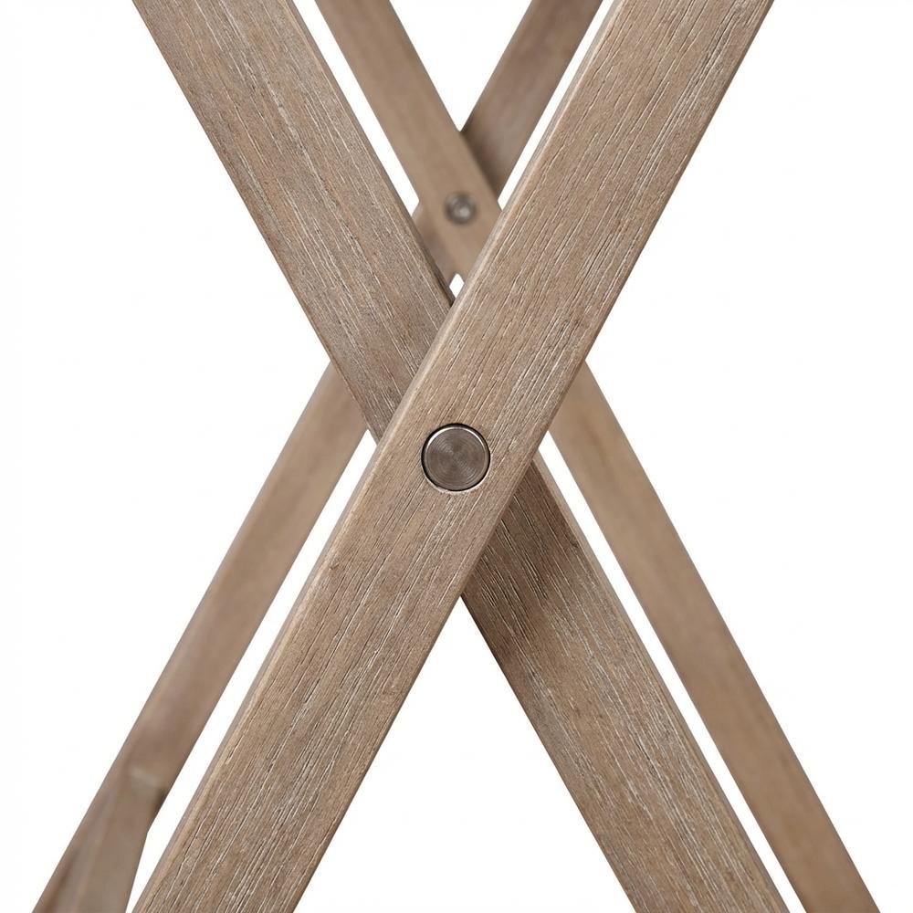 Gray Acacia Tray Table Set with Solid Wood and MDF Construction