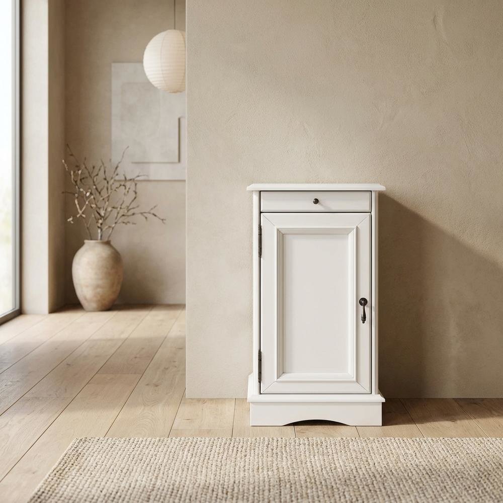 White accent table with sleek design and versatile surface for living space