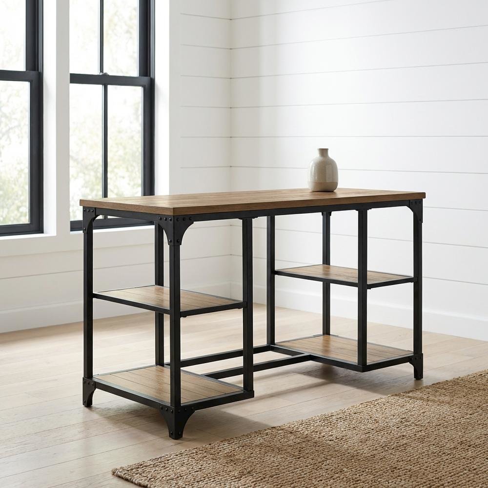 Modern Office Desk In Neutral Finish With Durable Surface And Sturdy Frame