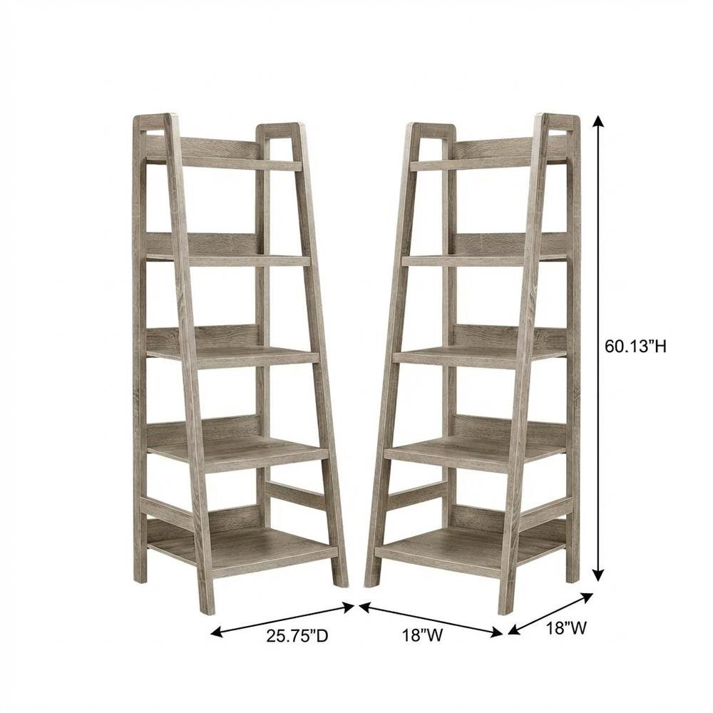 Grey Ladder Bookcase with Multi-Functional Shelving for Home Storage