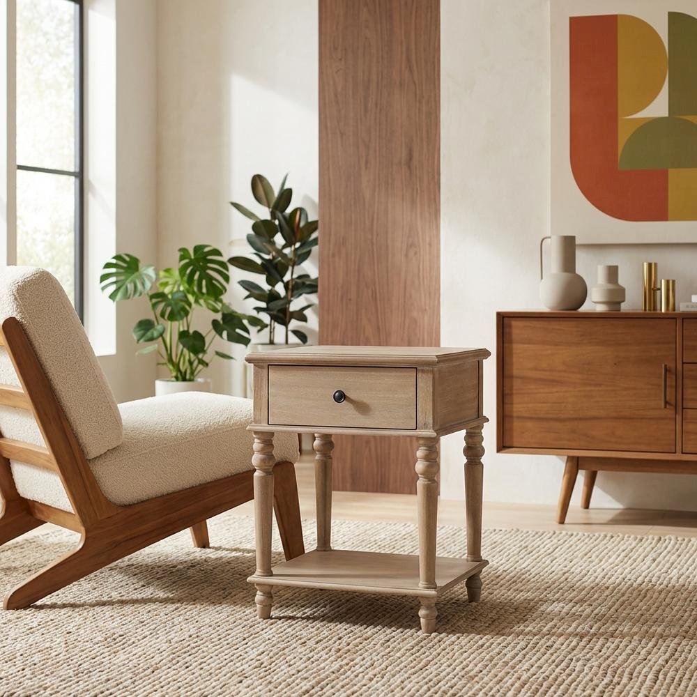 Natural, Side Table, Quality Build, Durable Wood Frame