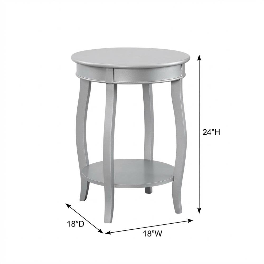 Silver Round Coffee Table with Shelf for Living Room Use