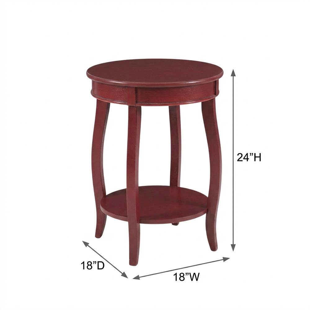 Red Round Coffee Table with Shelf for Living Room and Modern Decor
