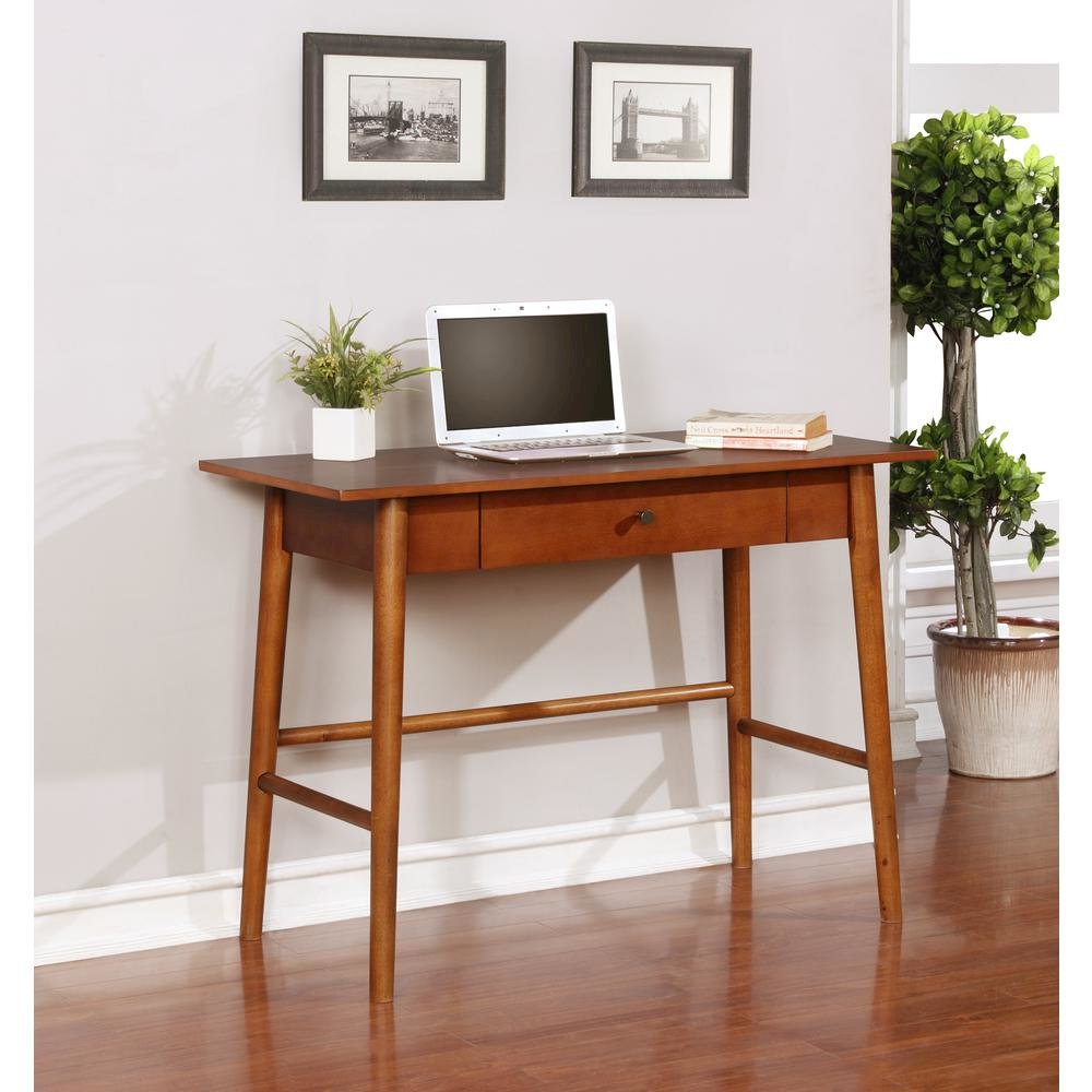 Walnut Office Desk in Solid Wood and Veneer Finish with Spacious Surface