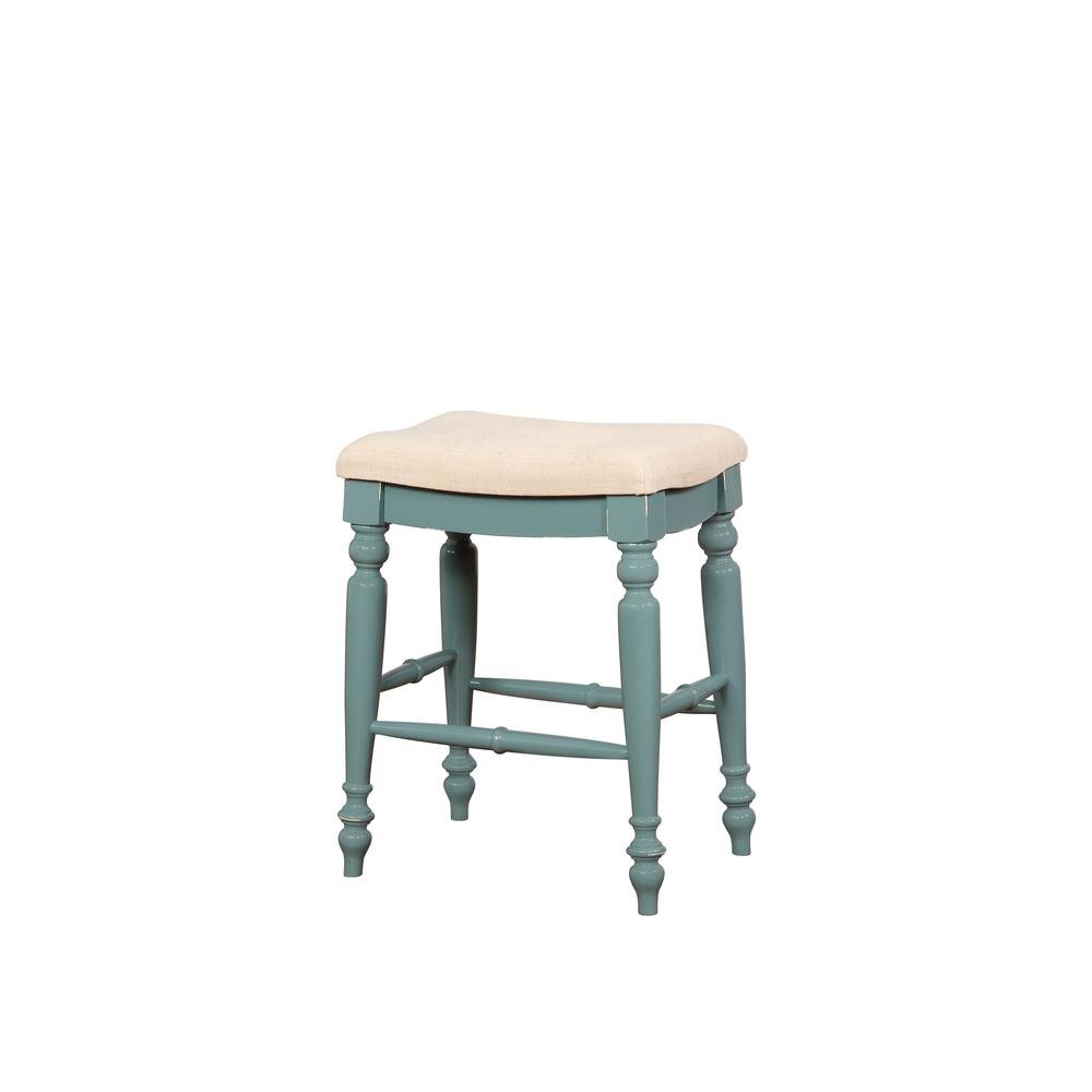 Marino Blue Backless Counter Stool with Solid Wood Frame and Foam Seat
