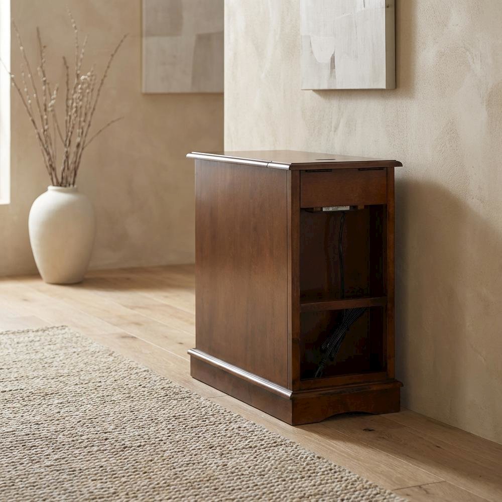 Hazelnut Accent Table with Stylish Surface and Compact Design
