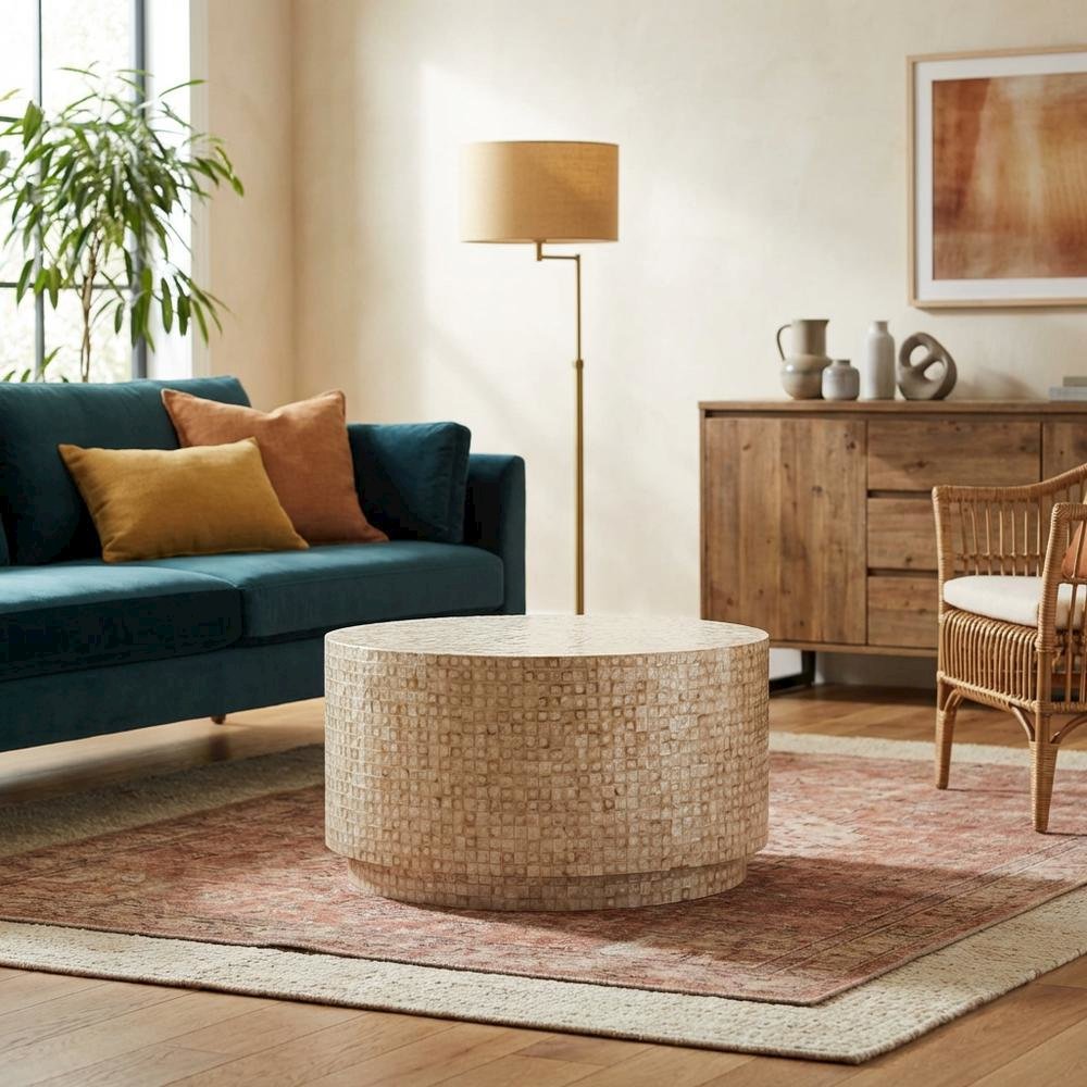 Gold and Ivory Coffee Table with Modern Design and Durable Construction