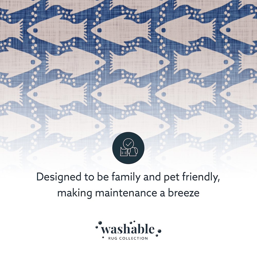 Washable Seabourne Ivory/Blue 2x8, Rug