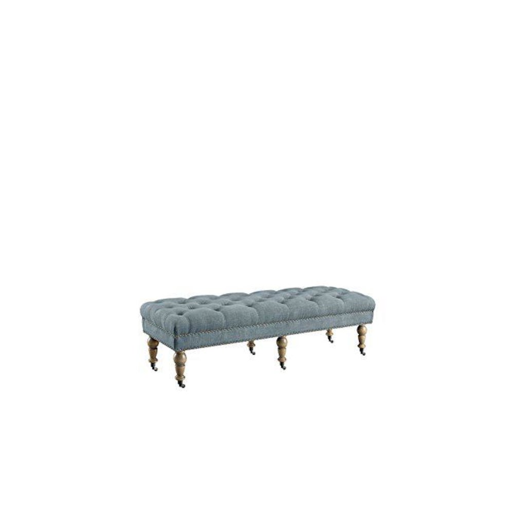 Isabelle Washed Blue Linen 62 Inches Bench