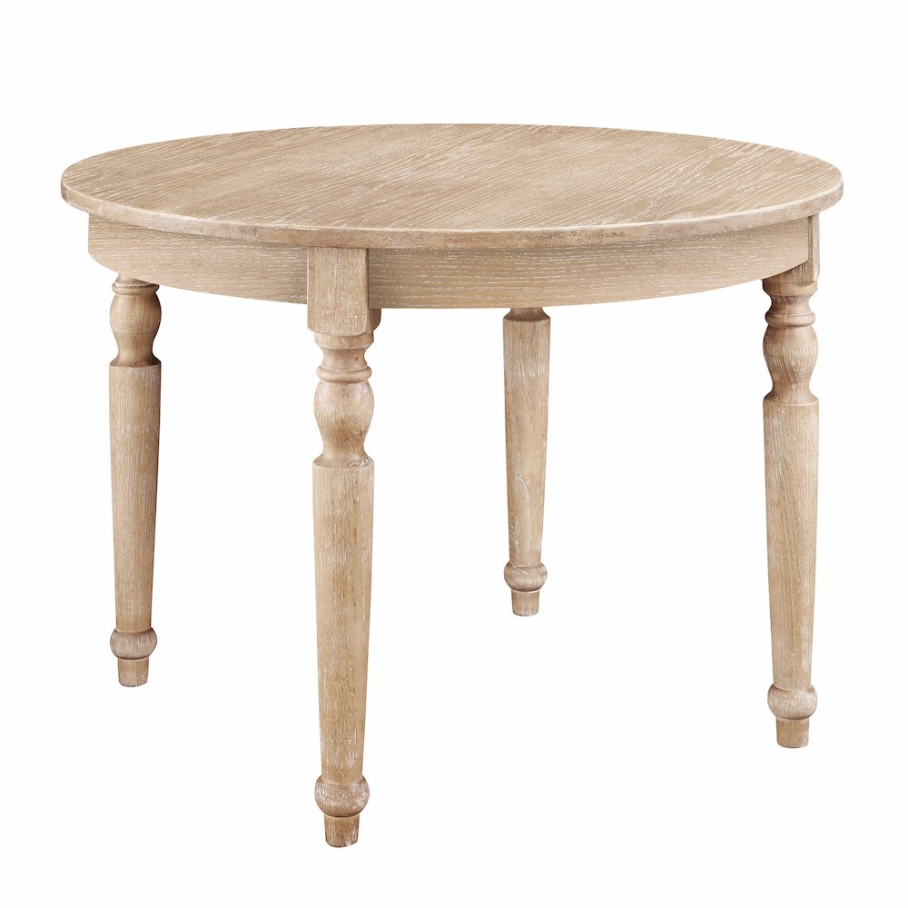 Light Natural Brown Round Dining Table with Elm and Veneers Finish