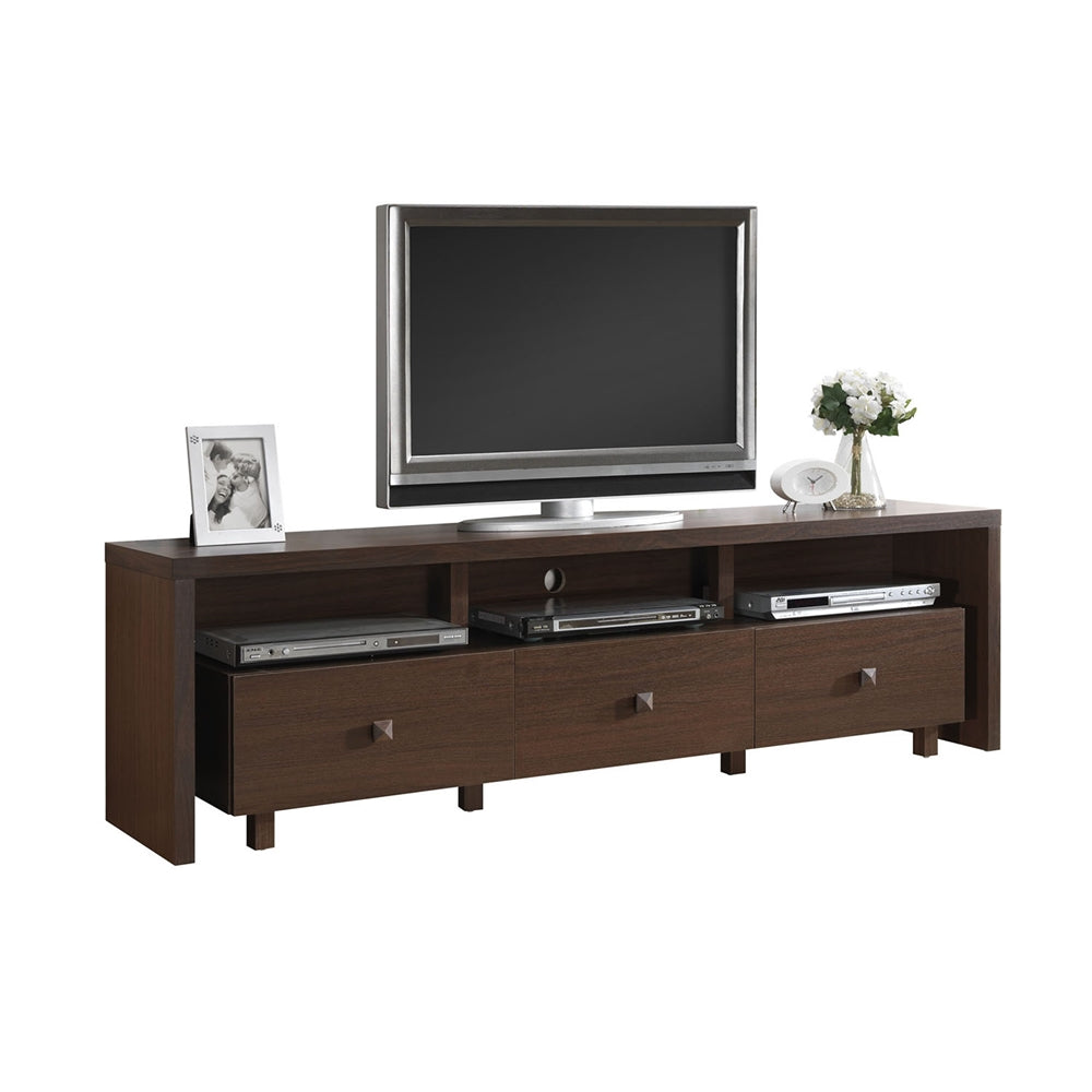 Elegant TV Stand For TV's Up To 70" with Storage. Color: Hickory