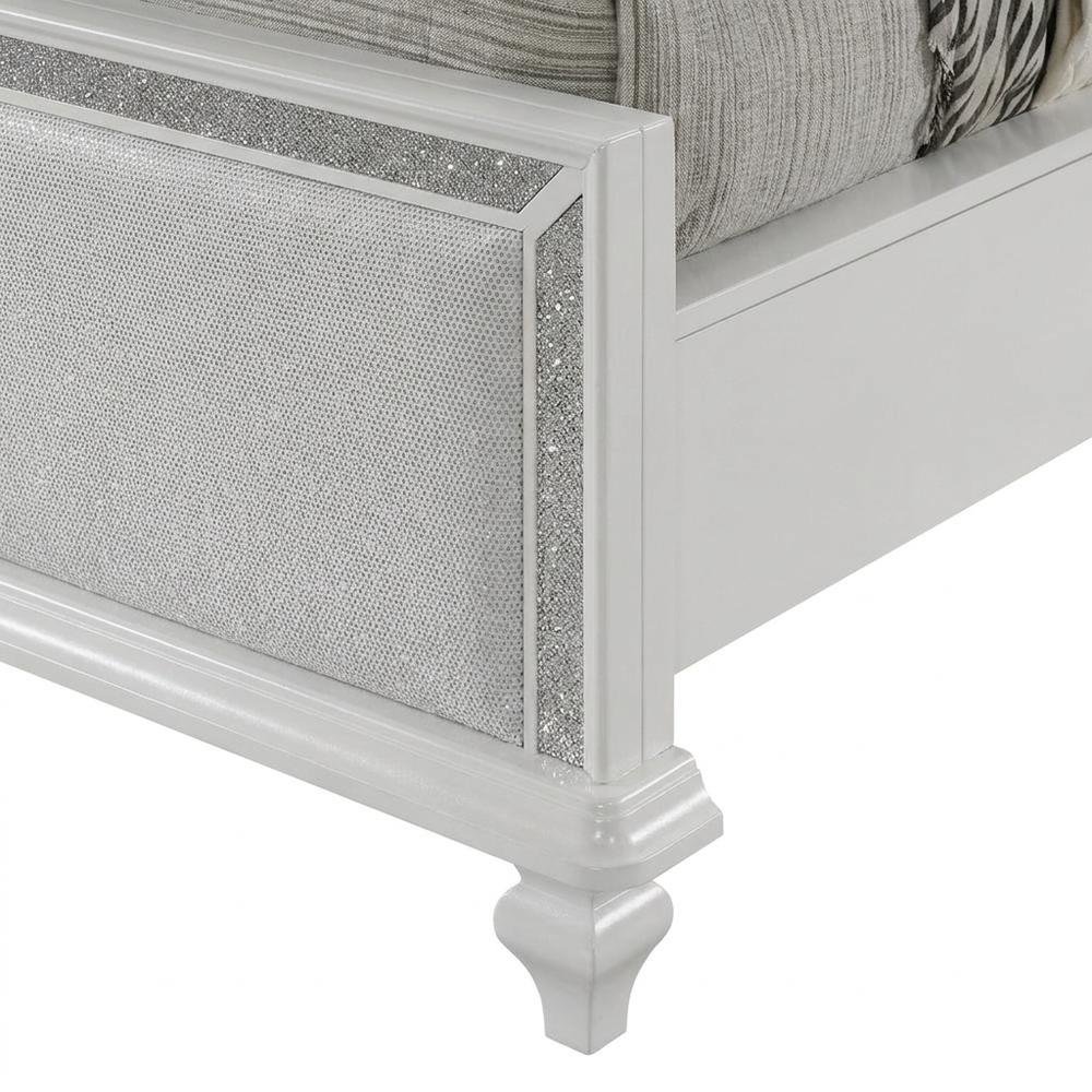 Solid Wood King Platform Bed Frame with Faux Leather Headboard, King, White