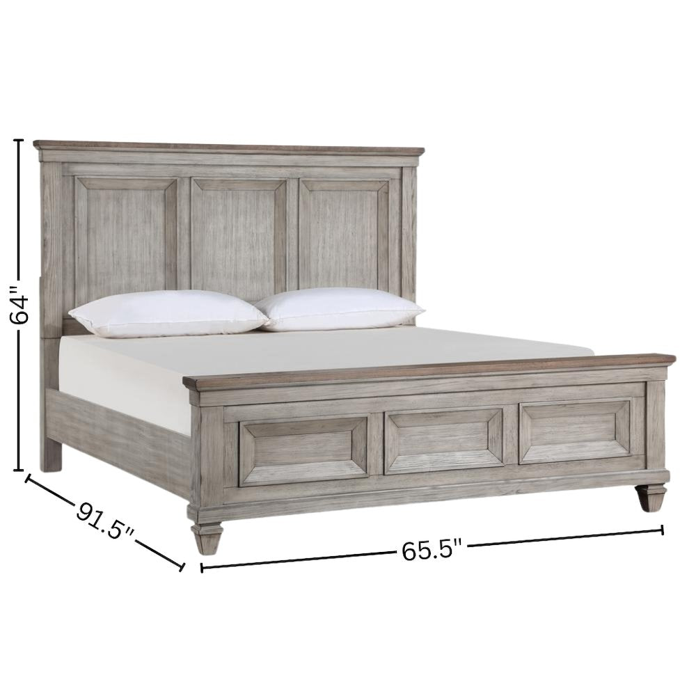 Wood Bed Frame Queen Size, Solid Wooden Queen Bed Frame in Grey