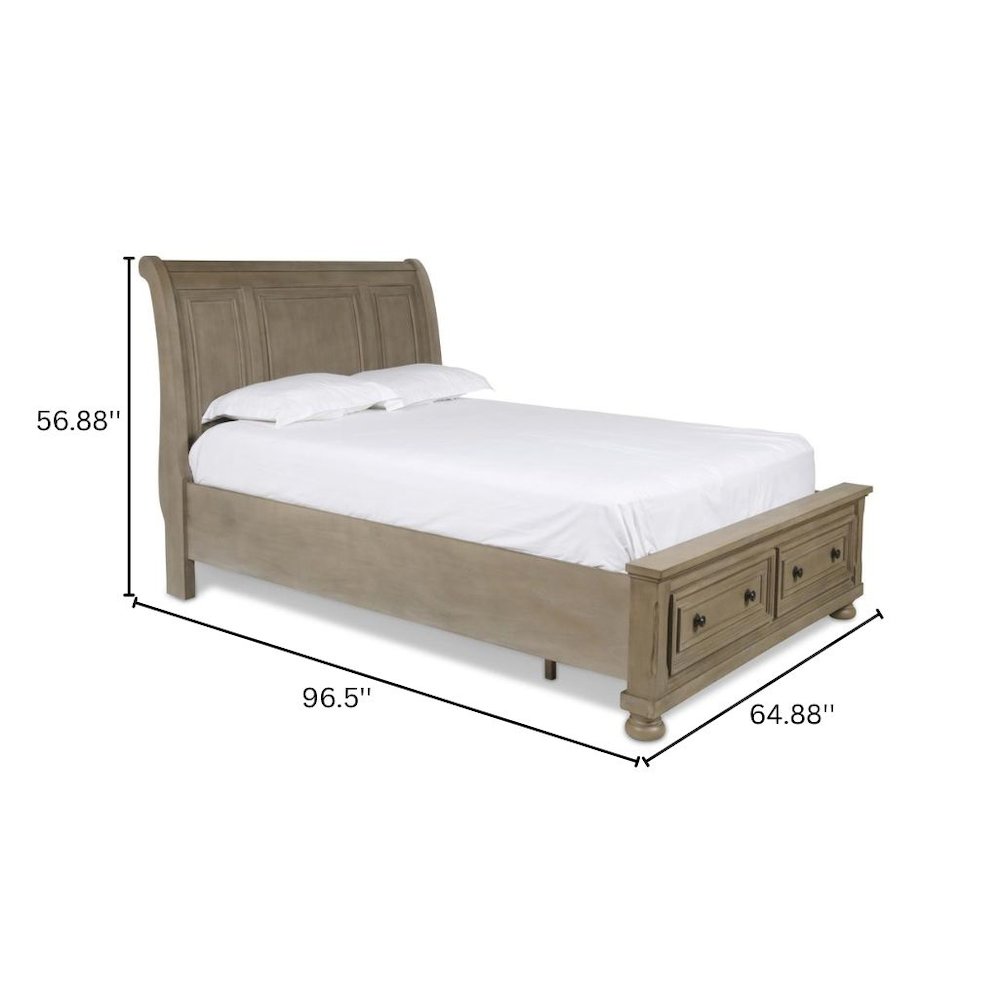 Gray Farmhouse Queen Bed Frame, Solid Wooden Queen Size Bed with Drawers