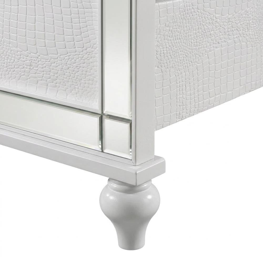 Solid Wood Platform Bed with Lighted Headboard, White, King