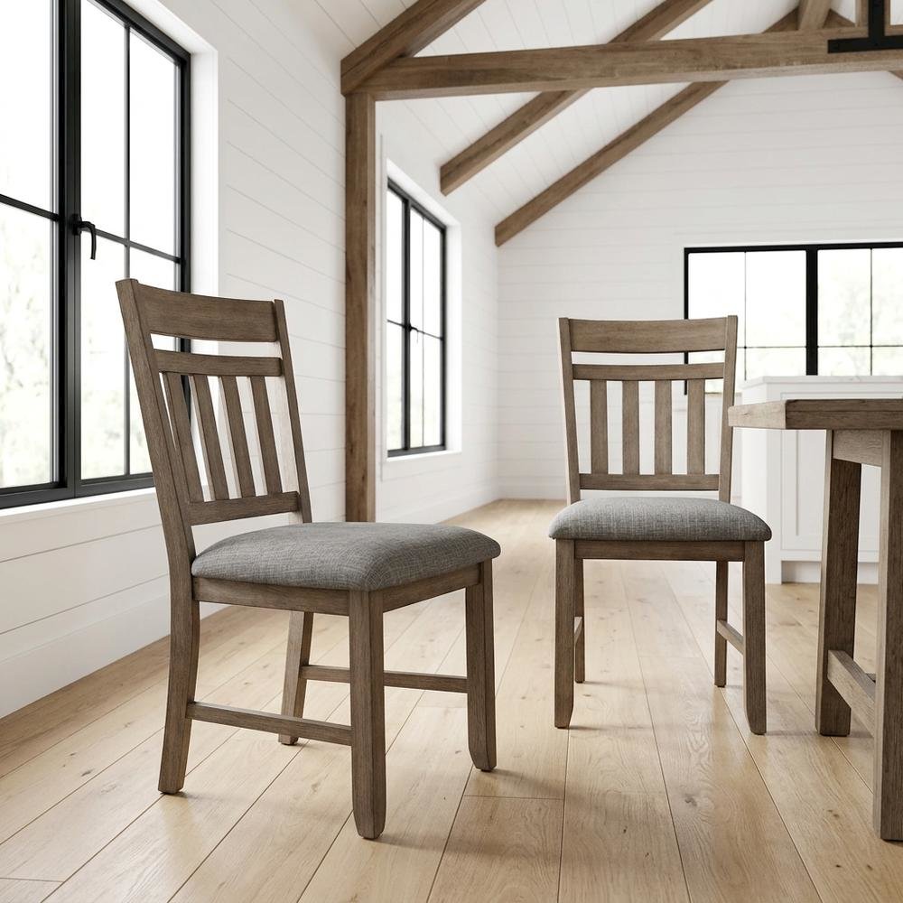 Solid Wood Upholstered Dining Chair for Kitchen and Dining Room, Brown, Set of 2