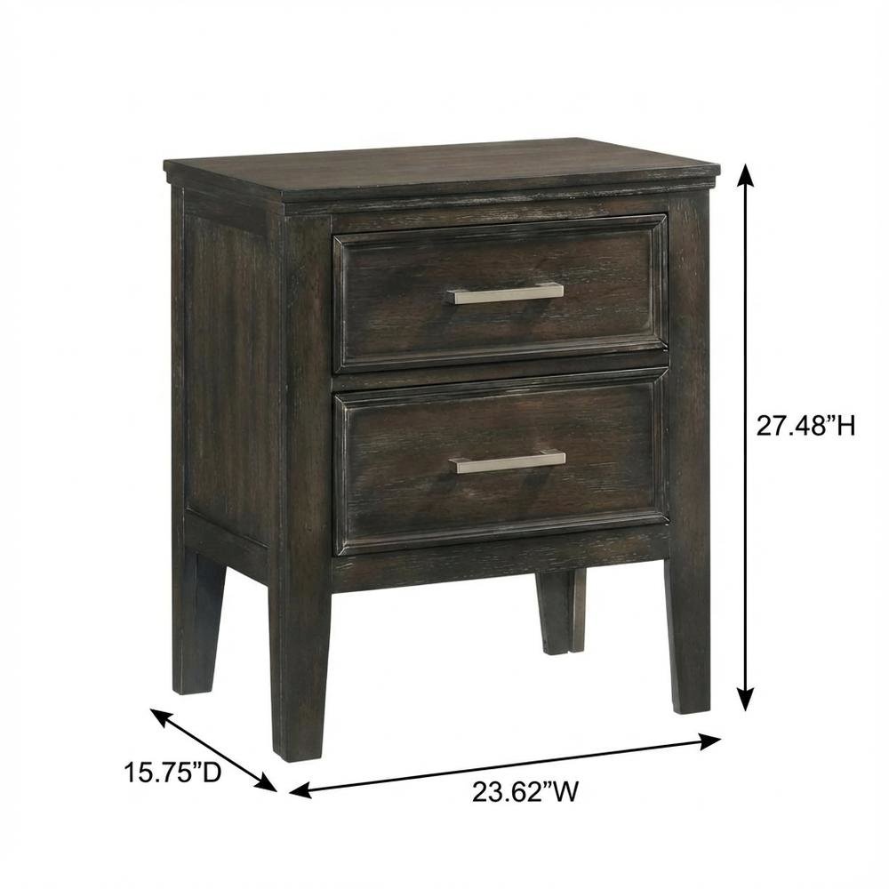 Wood Nightstand with 2 Drawers in Nutmeg for Bedroom Storage