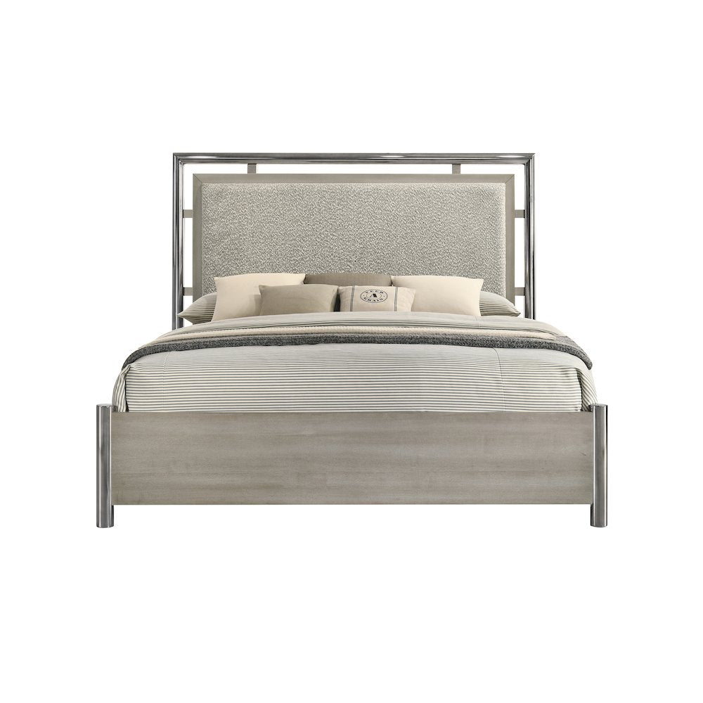 New Classic Furniture Lennox Wood Queen Size Panel Bed in Gray