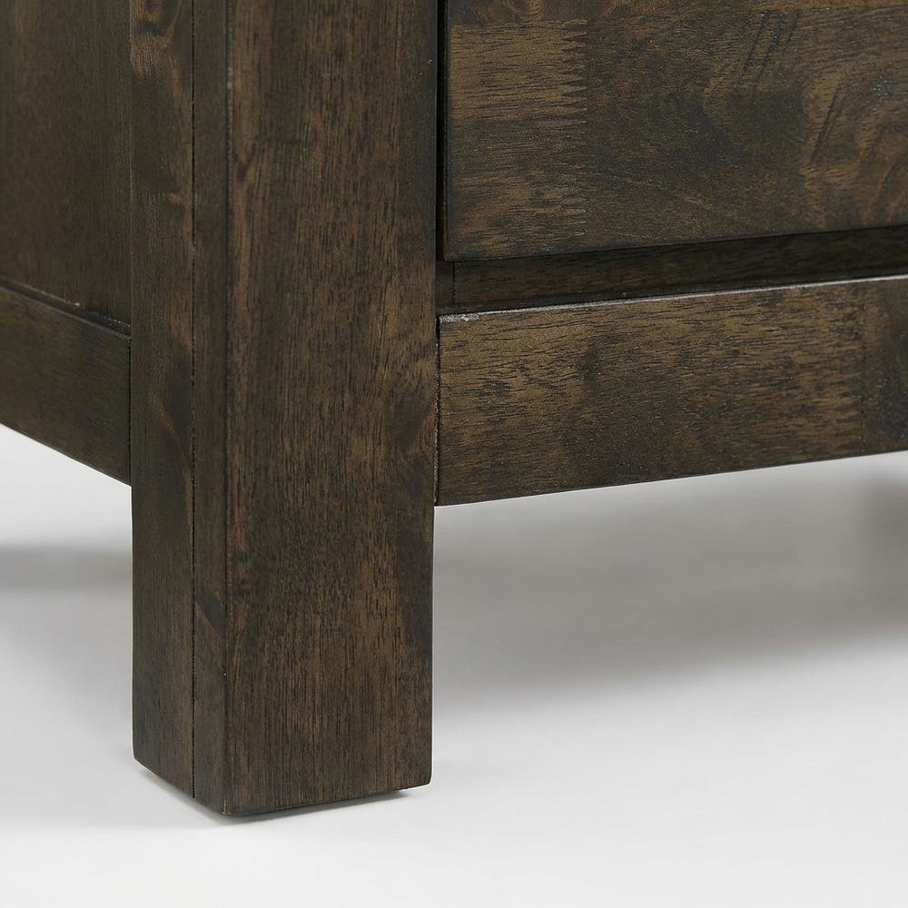 Rustic Gray Solid Wood Nightstand with Classic Design for Bedroom