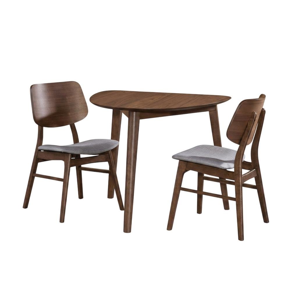 Dark Gray & Walnut 3-Piece Dining Table with Chairs Set