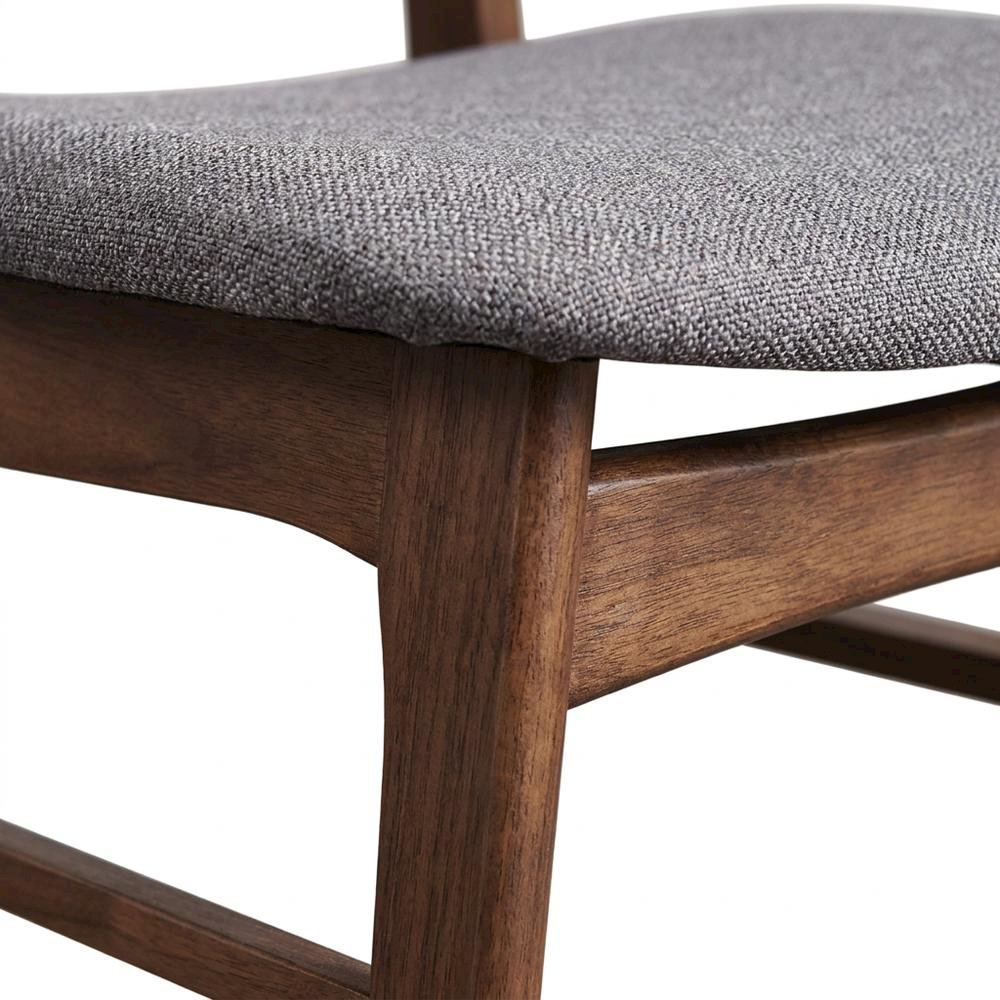 Solid Wood Upholstered Dining Chairs, Dark Gray, Set of 6