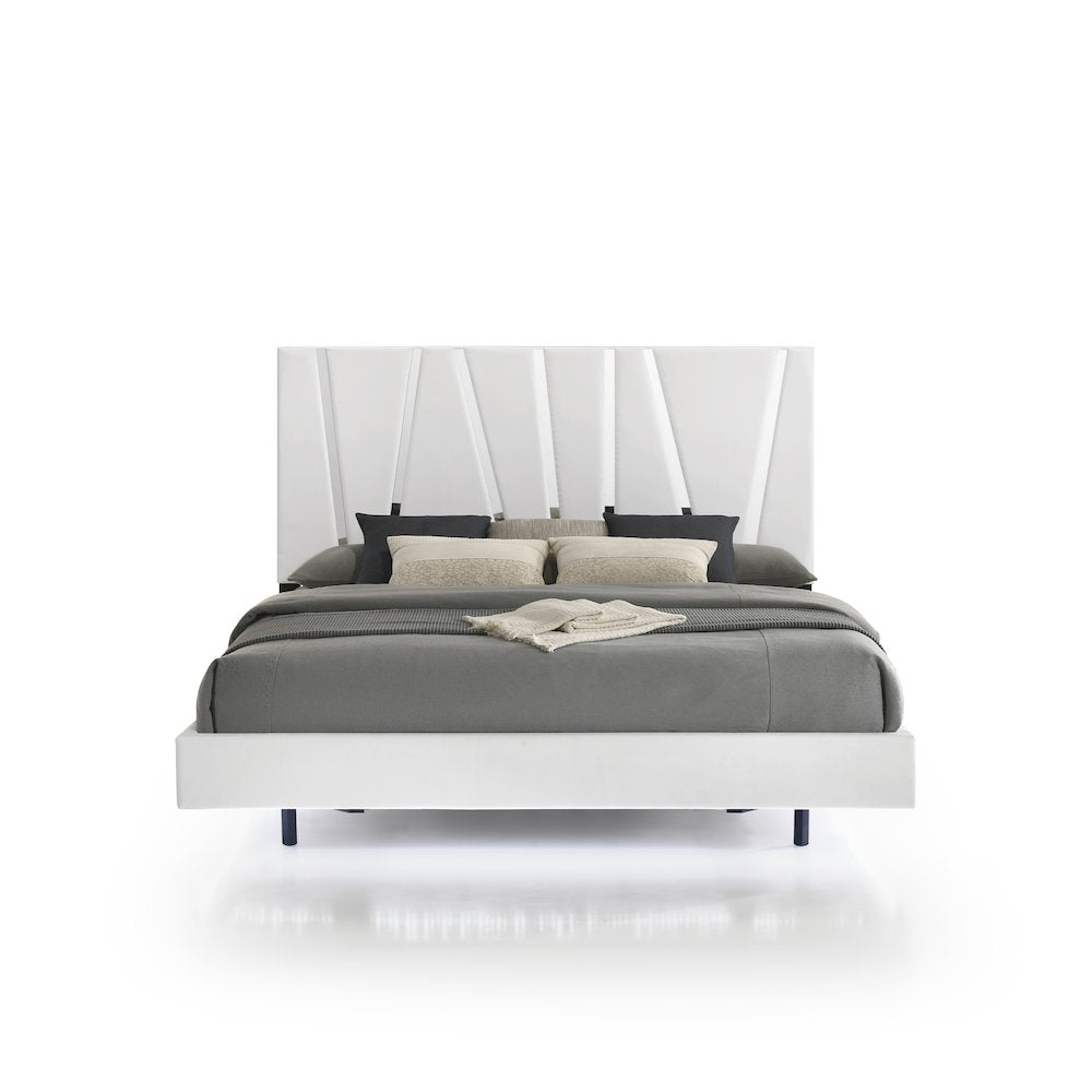 Europa Wood California King Bed with 2 Ns and Panels, White