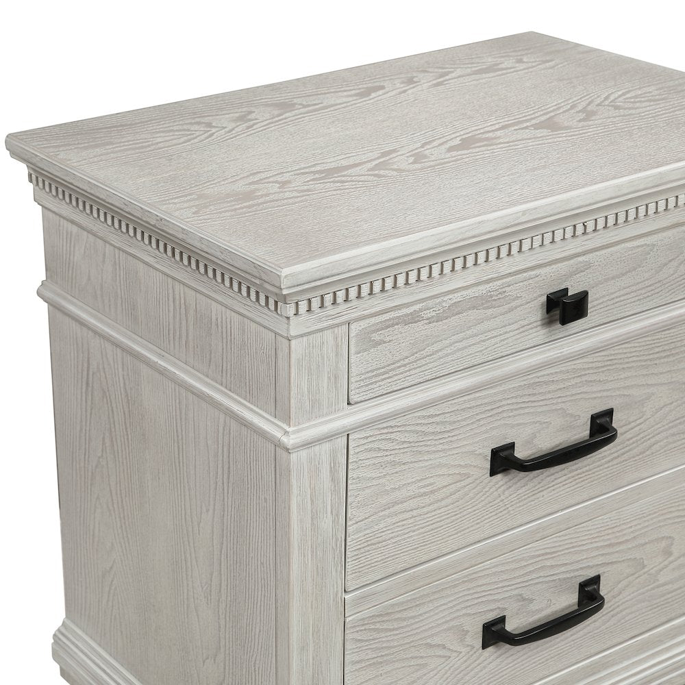 Silver Sands 5Pc Wood Cal King Bedroom Set w 2 Ns in Gray