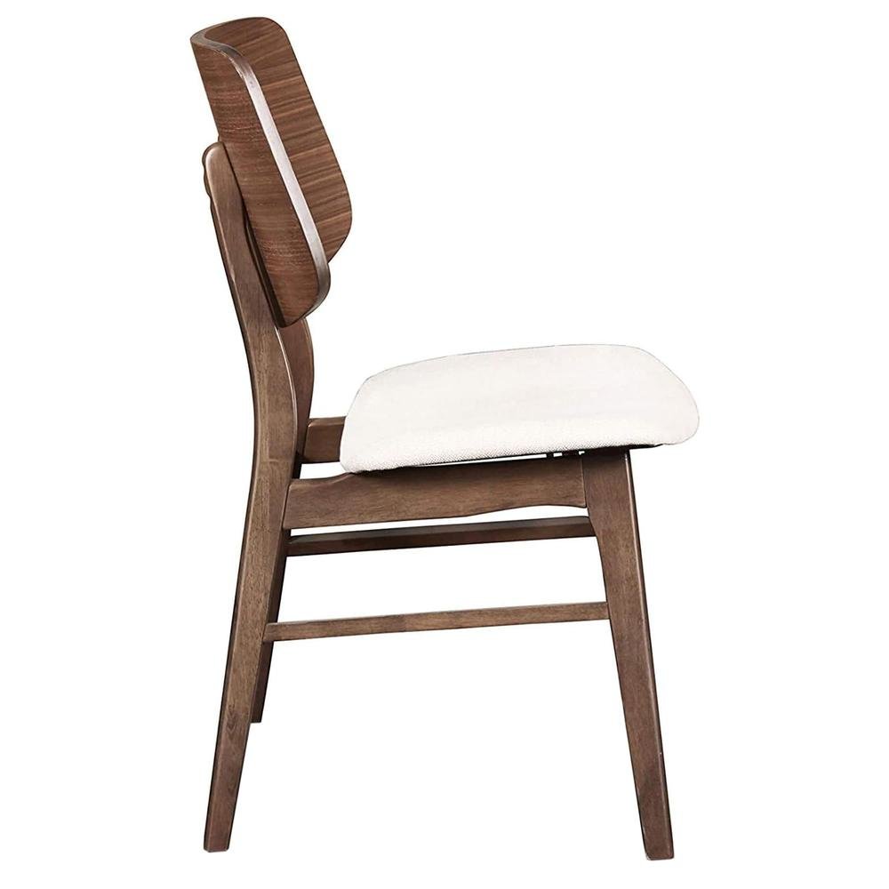 Solid Wood Dining Chair Set of 4 Walnut Mid-Century Brown