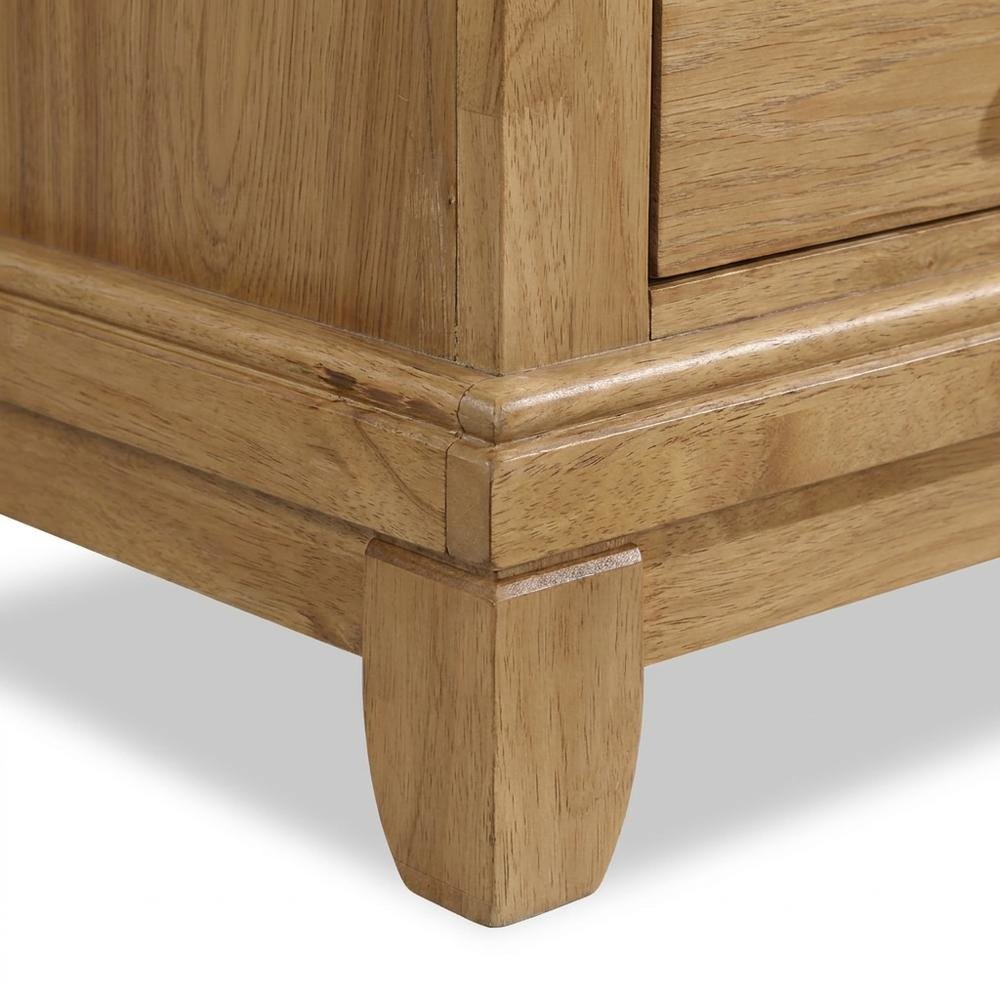 Solid Wood Nightstand with 3-Drawer Storage, Bedside Table for Bedroom, Honey