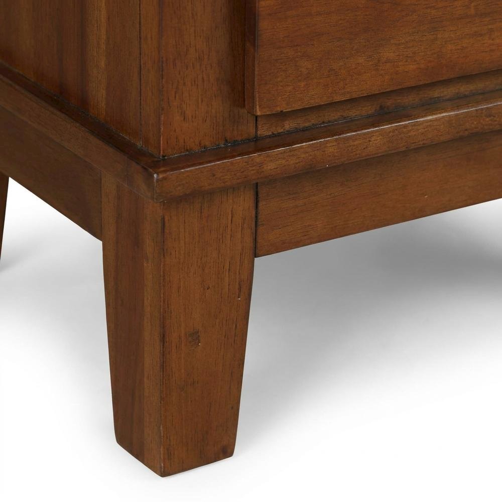 Solid Wood Nightstand with 2-Drawer Storage, Bedside Table for Bedroom, Brown
