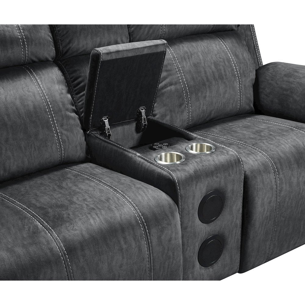 Furniture Tango Polyester Console Loveseat Speaker in Shadow Gray
