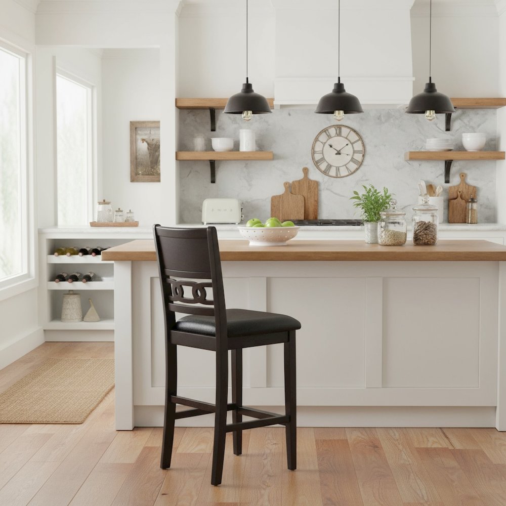 Solid Wood Counter Chairs Set of 2 Ebony Black