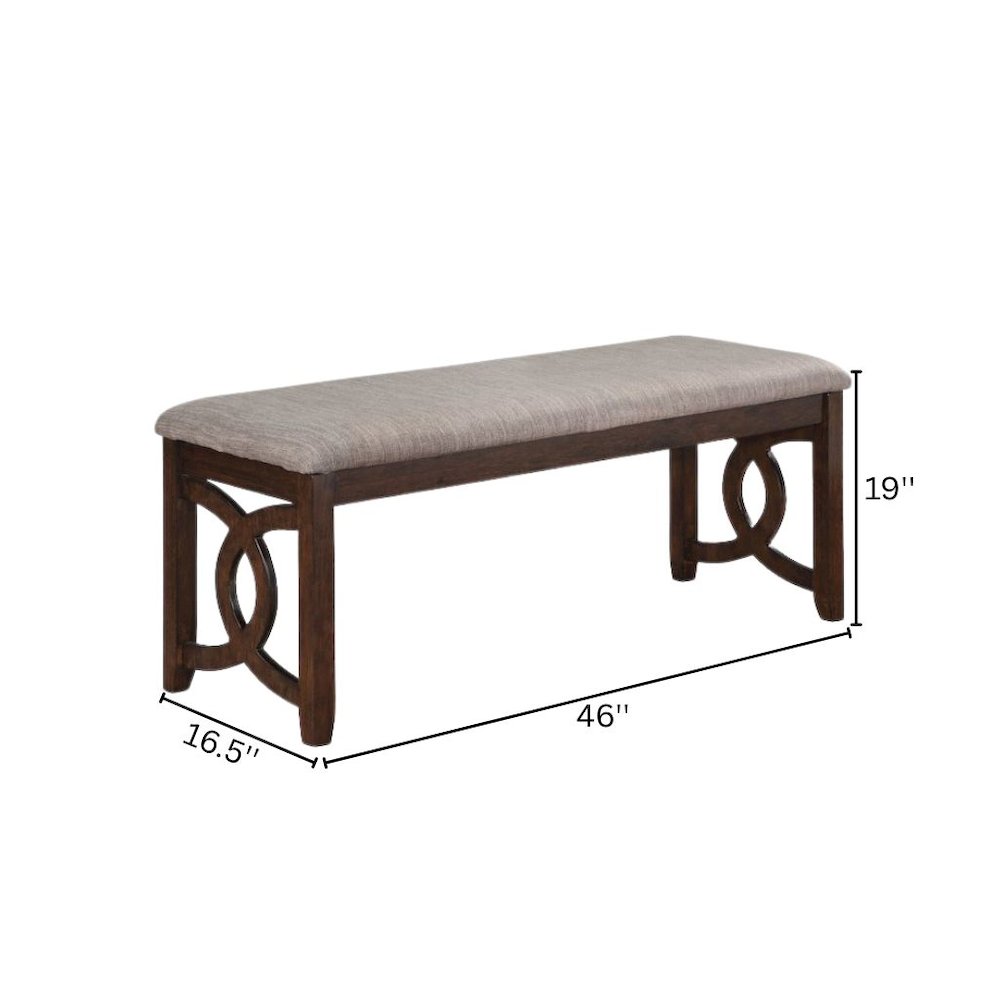 Brown Cherry Solid Wood 46 Inch Upholstered Bench For Dining Room
