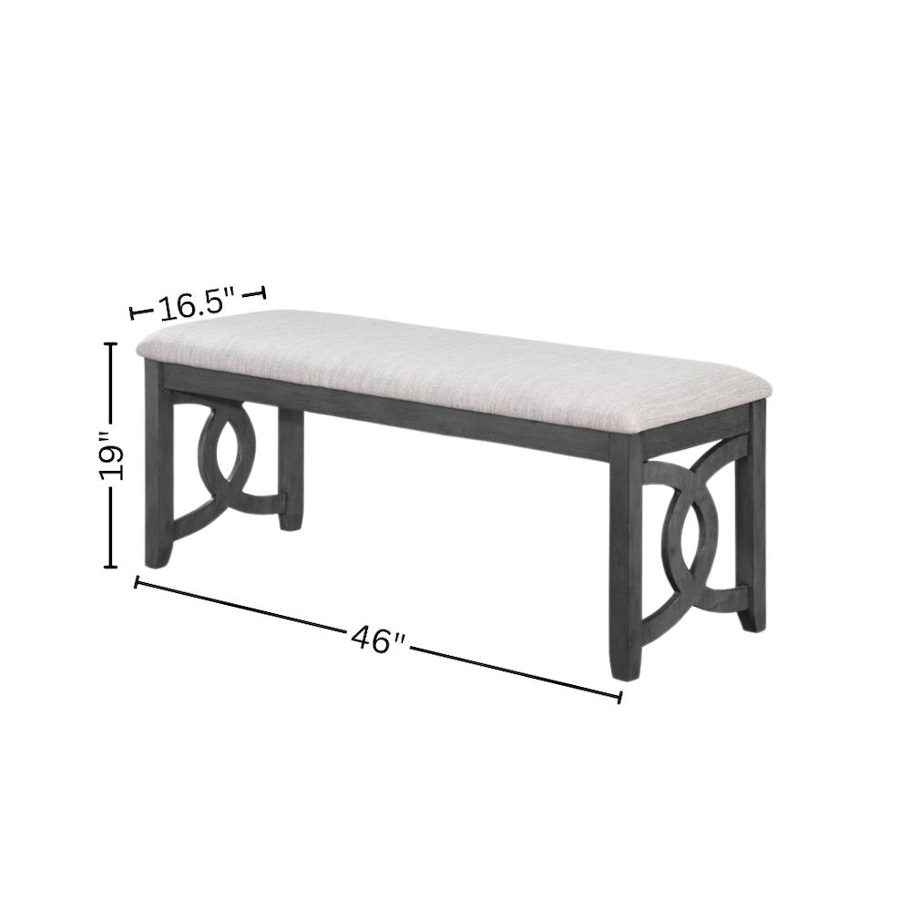 Gray Upholstered End of Bed Bench – Solid Wood Bedroom or Dining Bench