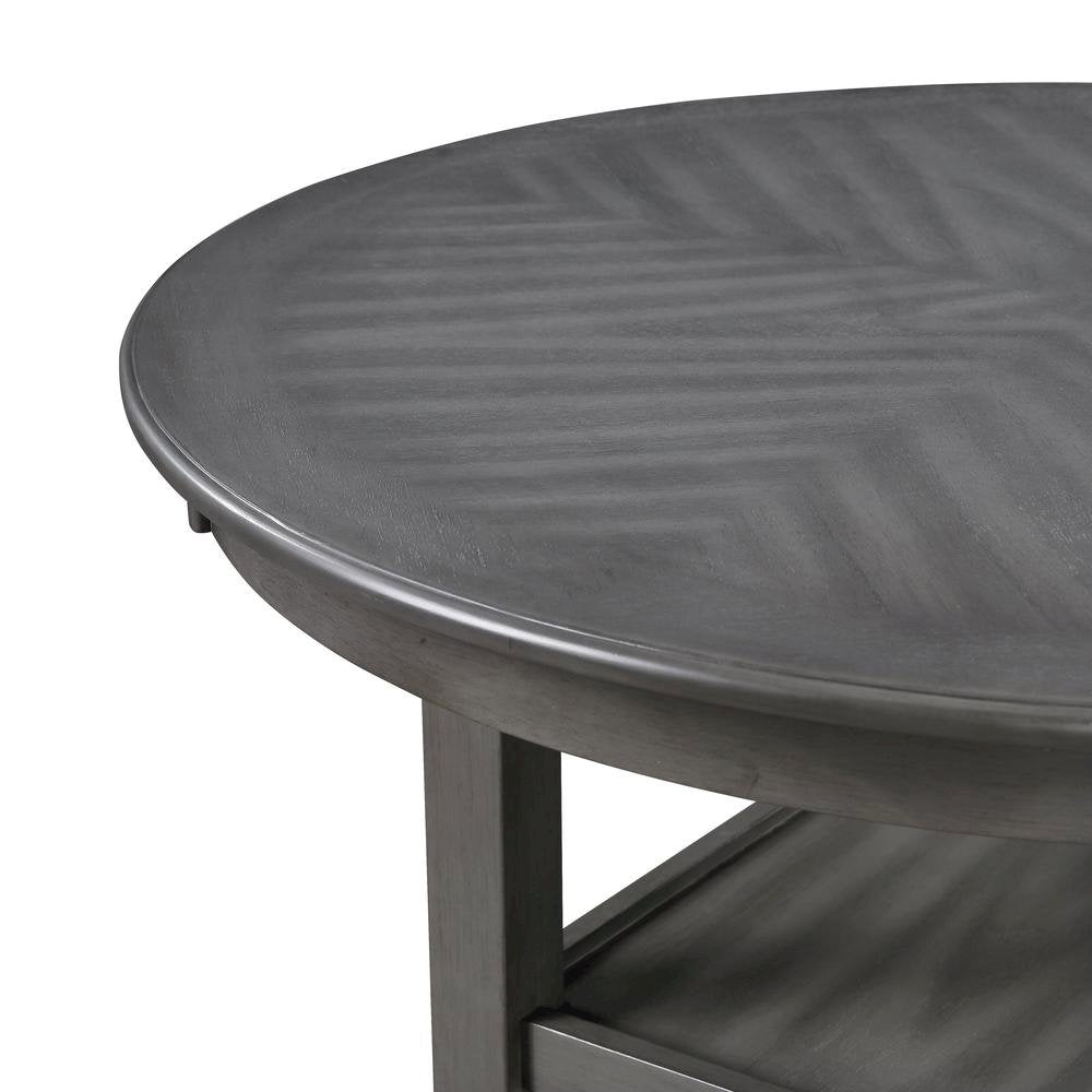5 Piece Dining Table Set, Round Kitchen Table and Chairs for 4 in Gray