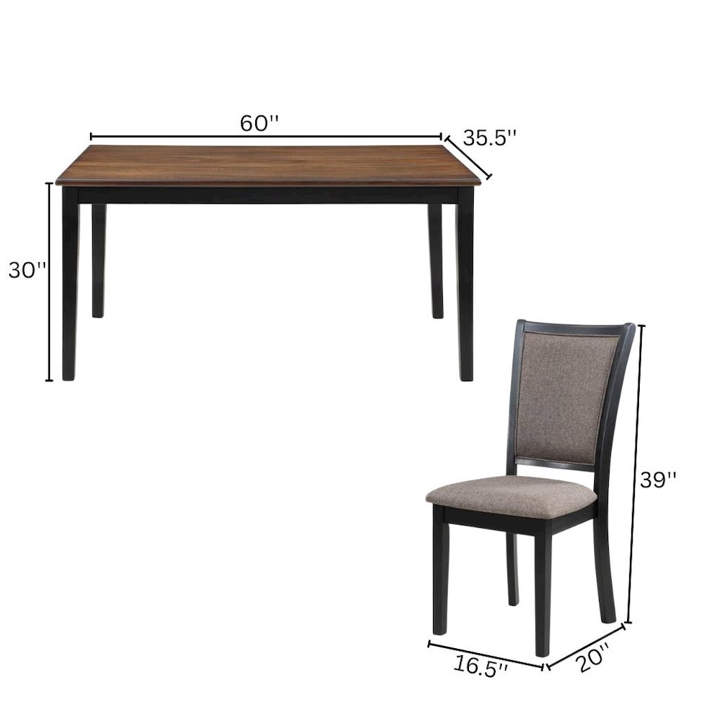 Black Rectangular Dining Table Set for 4, Kitchen Table Chairs Set of 4