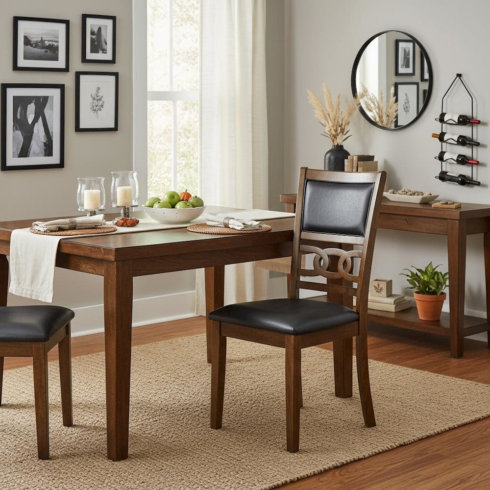 Faux Leather Dining Chairs Set of 2 Contemporary Brown